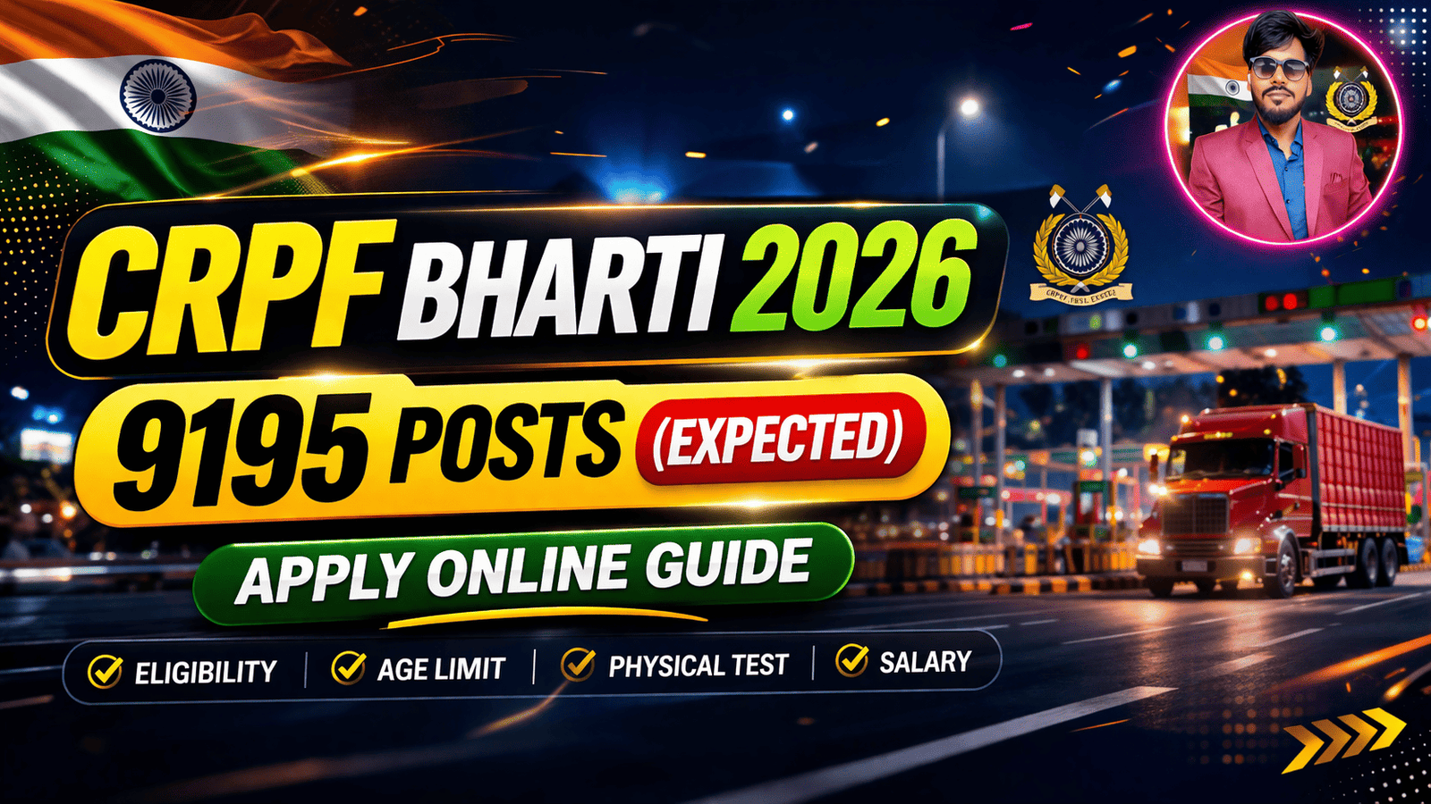 CRPF Constable Bharti 2026 Apply Online 9195 Vacancy 10th Pass Job