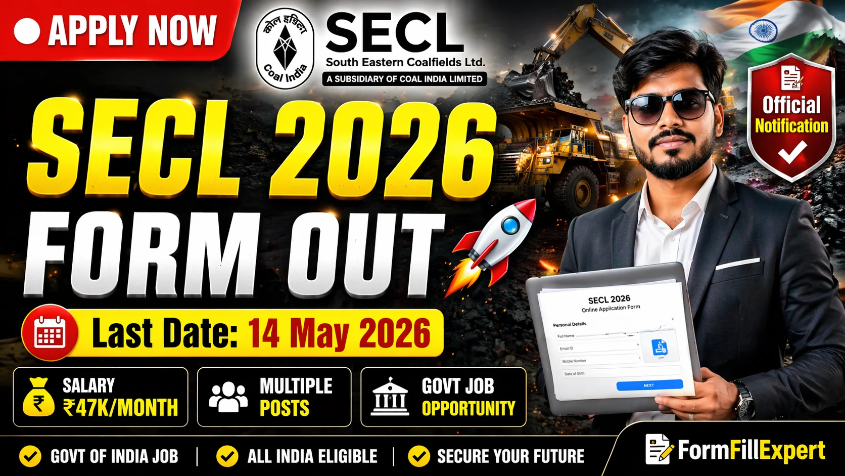 SECL Recruitment 2026 - Mining Sirdar, Dy. Surveyor, Assistant Foreman 1055 Vacancies Notification