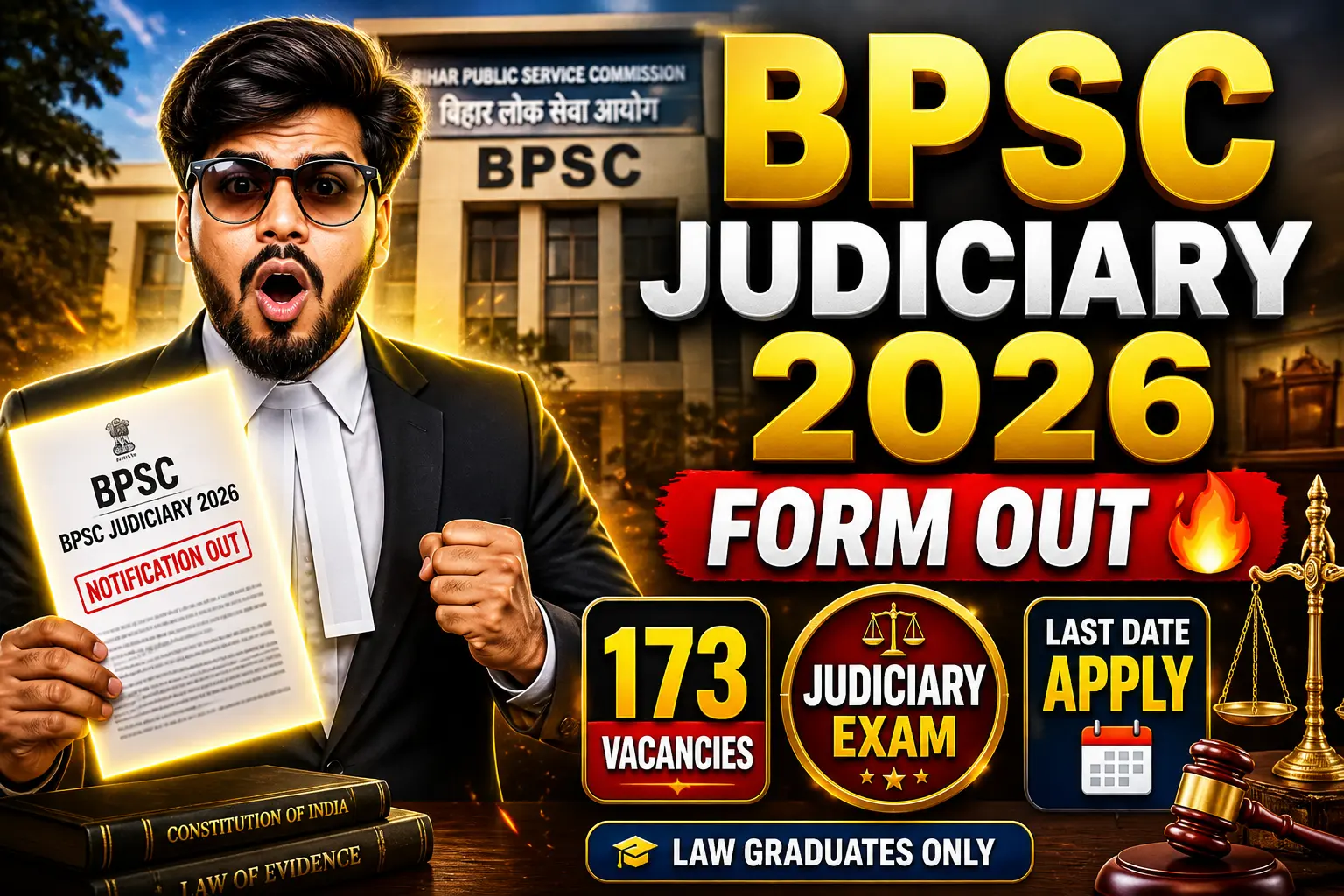 BPSC Judiciary 2026 Civil Judge 173 Vacancy Notification Apply Online