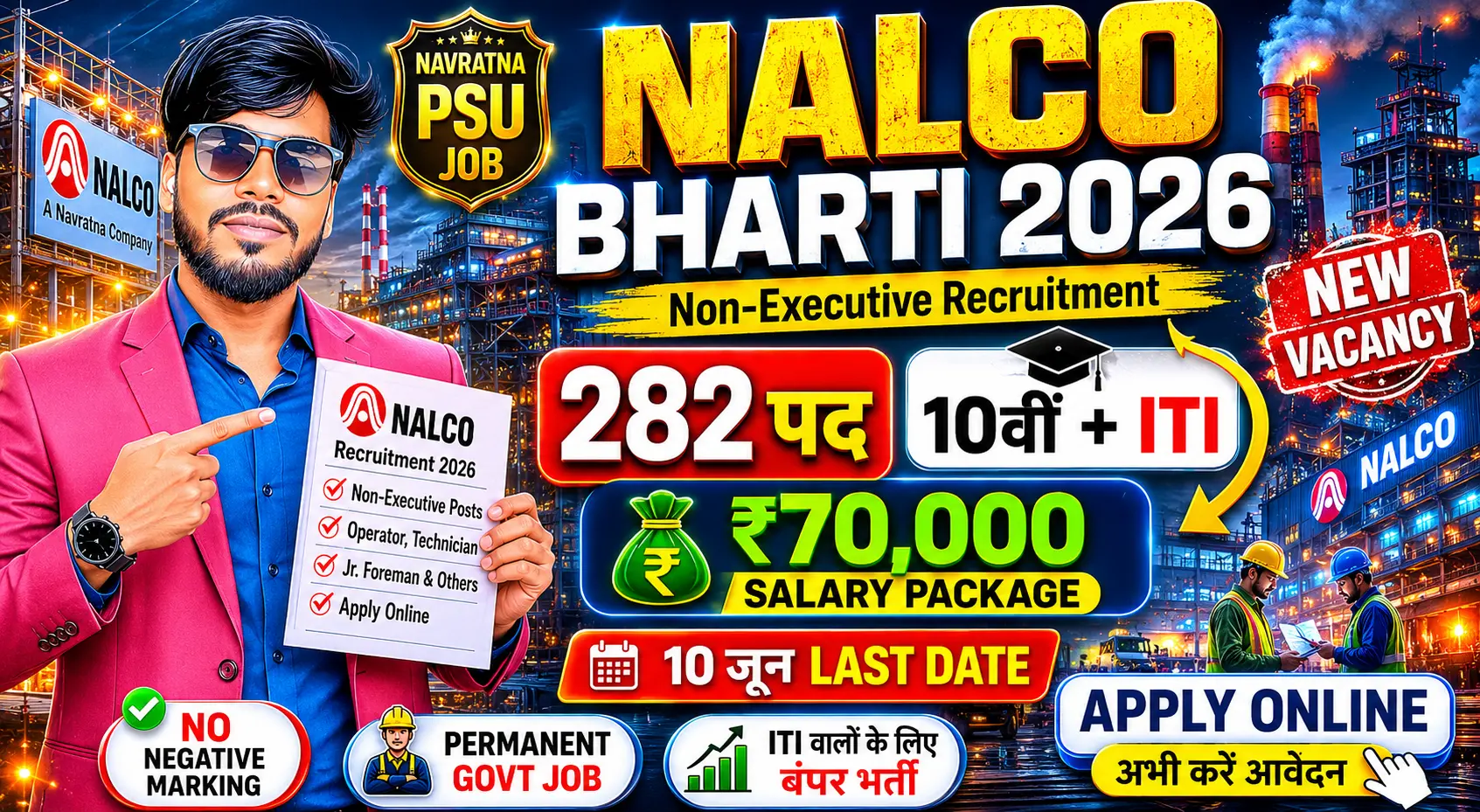 NALCO Non-Executive Recruitment 2026 – 282 Posts Apply Online