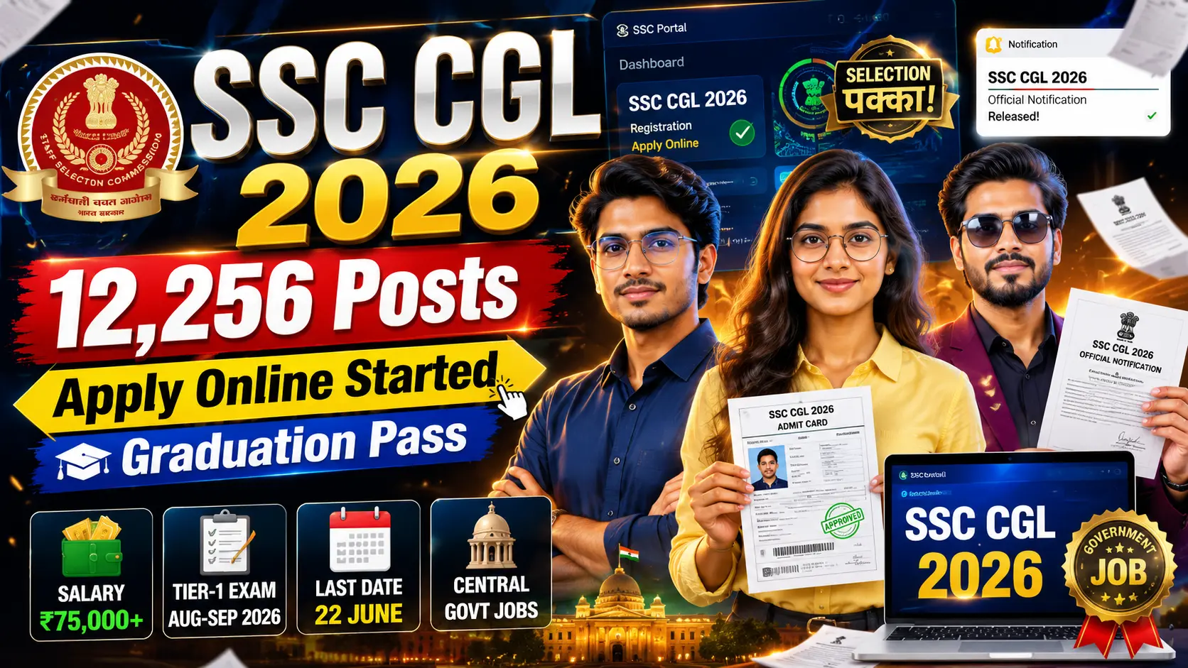 SSC CGL 2026 Recruitment Apply Online for 12256 Posts